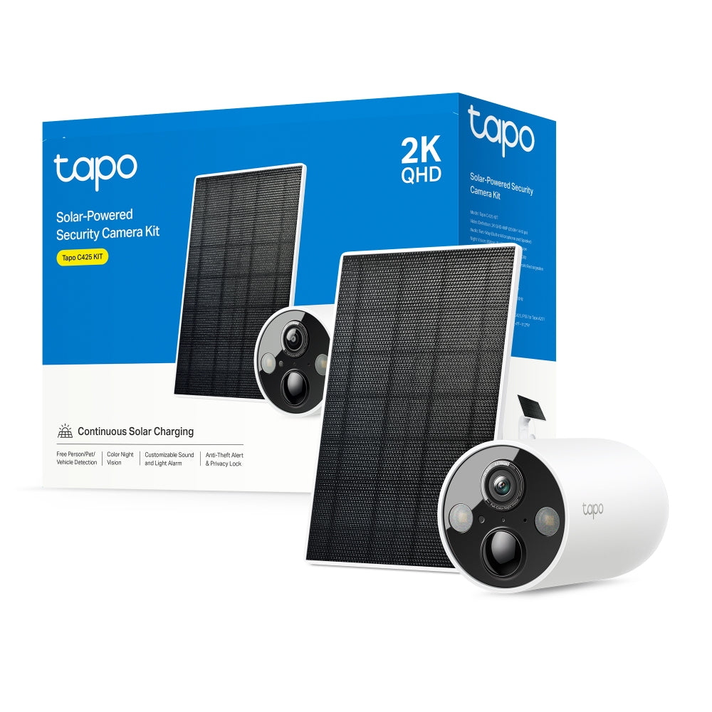 Tapo C425 KIT | Solar-Powered Security Camera Kit, 2K QHD, Colour Night Vision, Free AI Detection