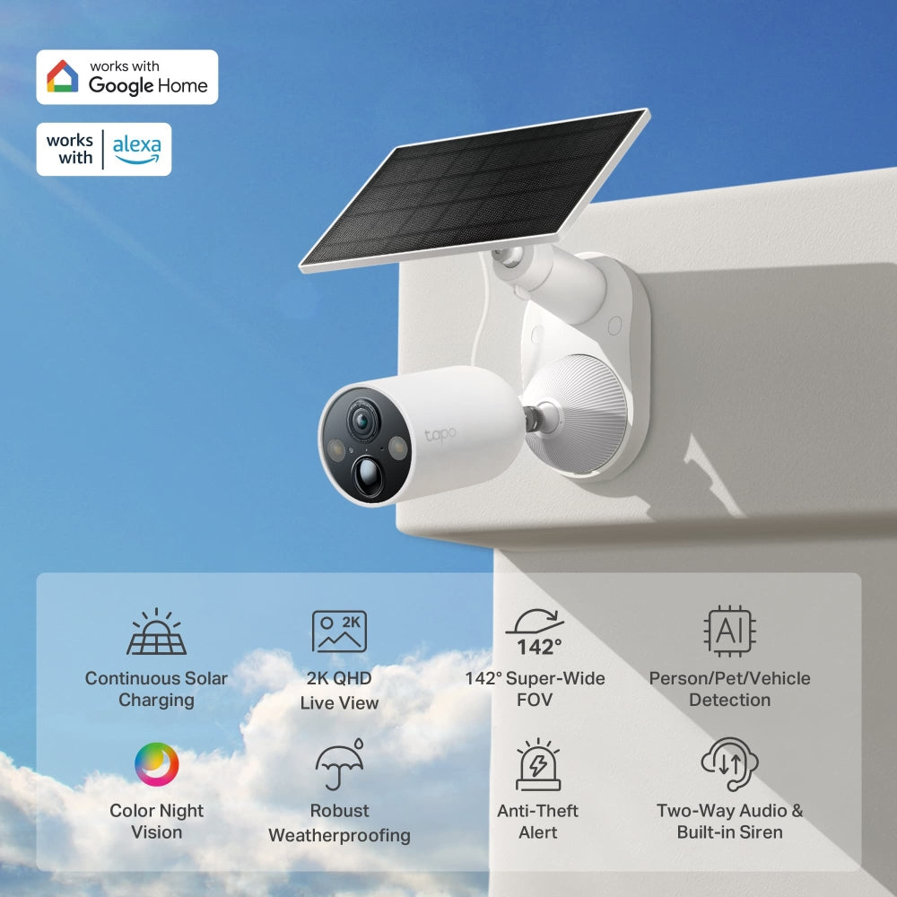 Tapo C425 KIT | Solar-Powered Security Camera Kit, 2K QHD, Colour Night Vision, Free AI Detection