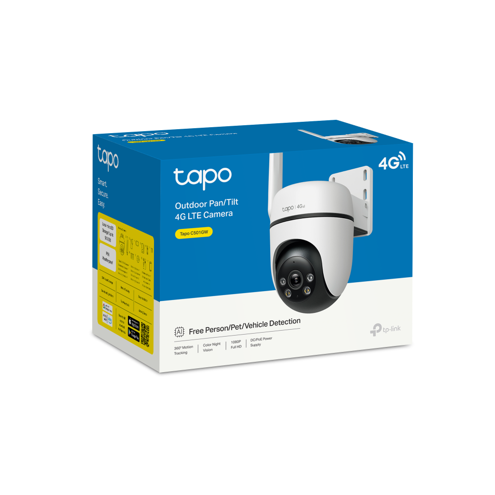 Tapo C501GW | Outdoor Pan/Tilt 4G LTE Camera, 1080P, Free AI Detection, IP66, Colour Night Vision