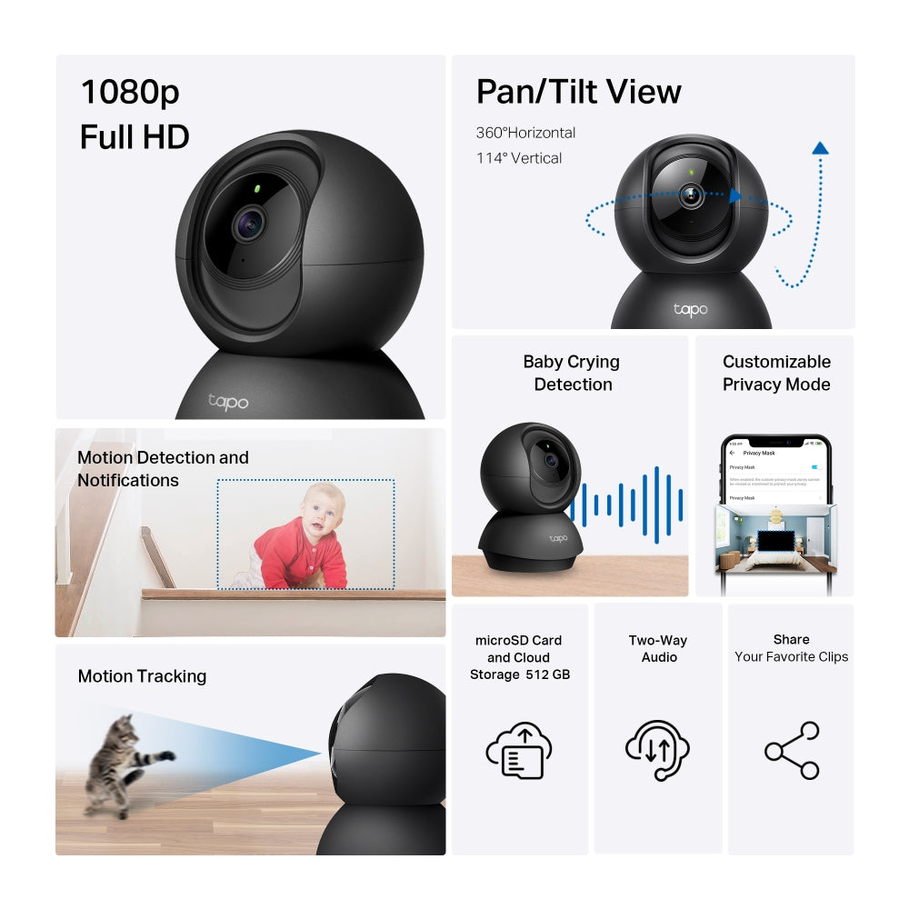 Pan/Tilt Home Security Wi-Fi Camera, Tapo C201