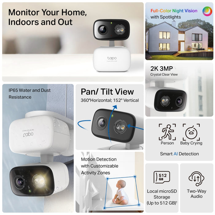 Tapo C216 | Pan/Tilt Wi-Fi Security Camera, 2K QHD, AI Tracking