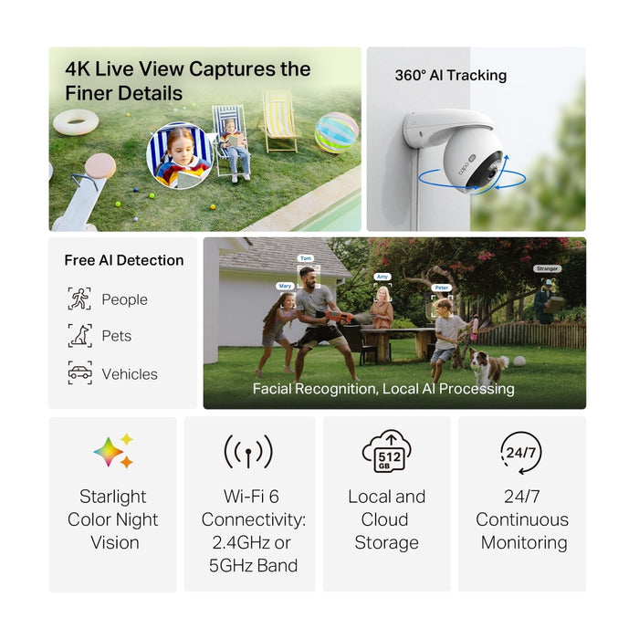 Tapo C560WS | Outdoor Pan/Tilt Security Wi-Fi Camera, 4K 8MP, AI Detection
