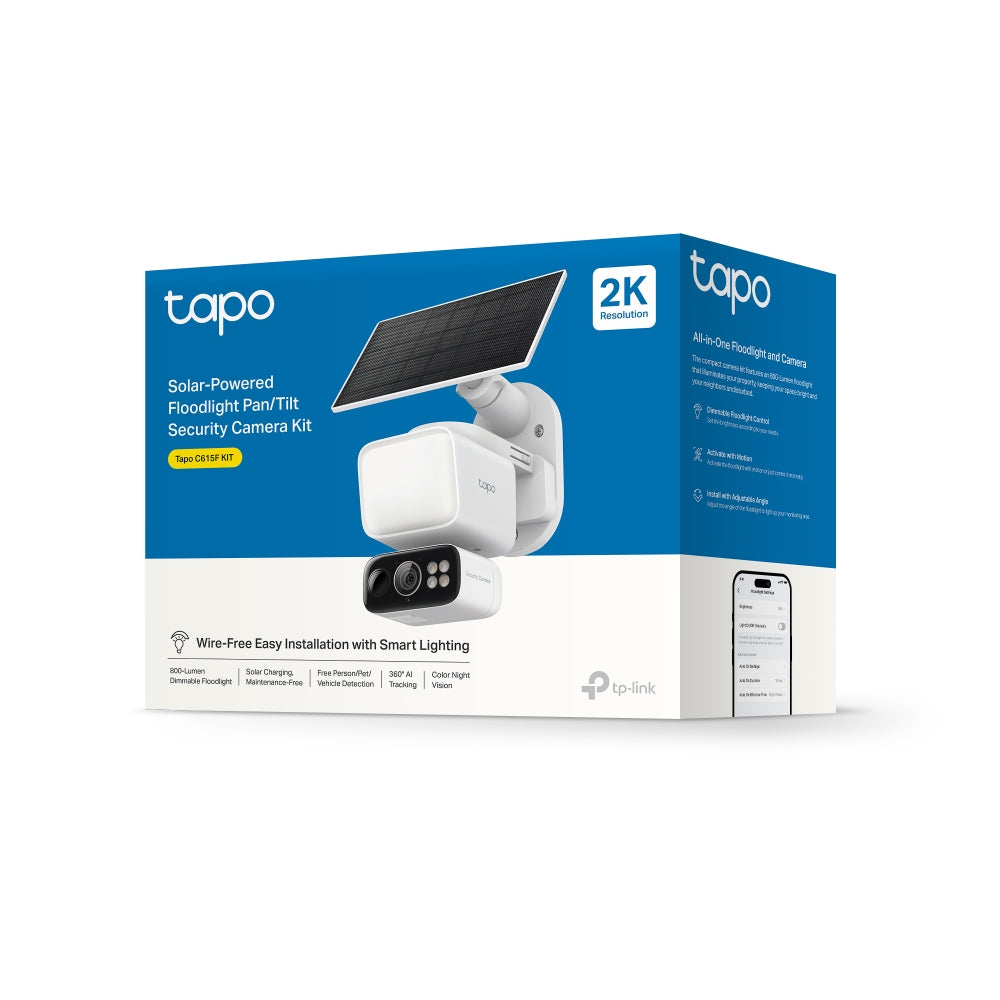 Tapo C615F KIT | Solar Floodlight Pan/Tilt Security Camera Kit, 2K 3MP