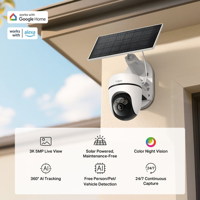 Tapo C630 KIT | Solar Pan/Tilt Security Camera Kit, 3K 5MP, Night Vision