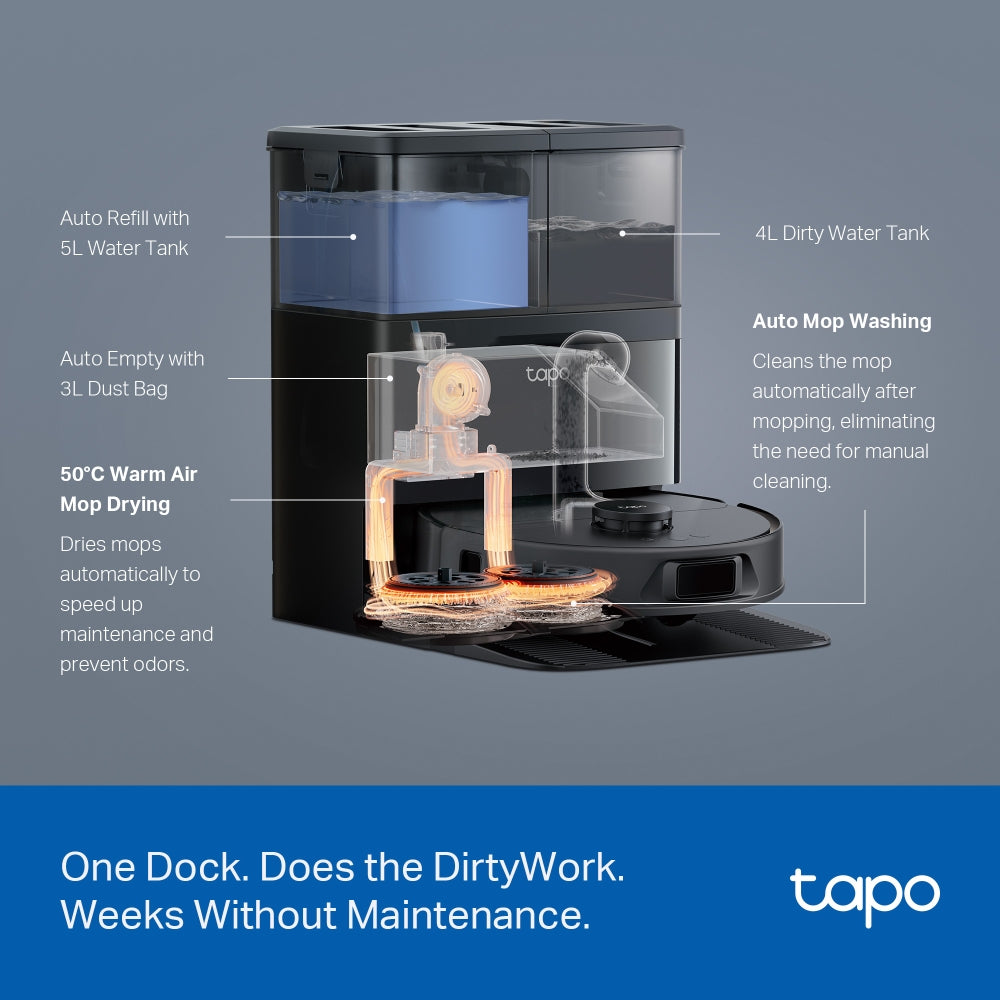 Tapo RV50 Omni | Robot Vacuum & Mop + All-in-One Omni Dock