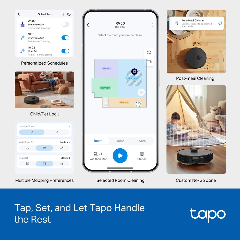 Tapo RV50 Omni | Robot Vacuum & Mop + All-in-One Omni Dock