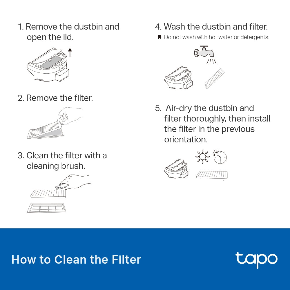 Robot Vacuum Replacement Kit (Brushes and Filter), Tapo RVA100(4-pack)