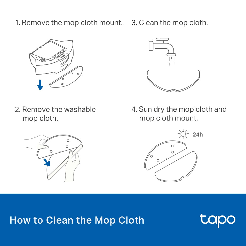 Tapo Robot Vacuum Washable Mop Cloth (5 Packs), Tapo RVA301