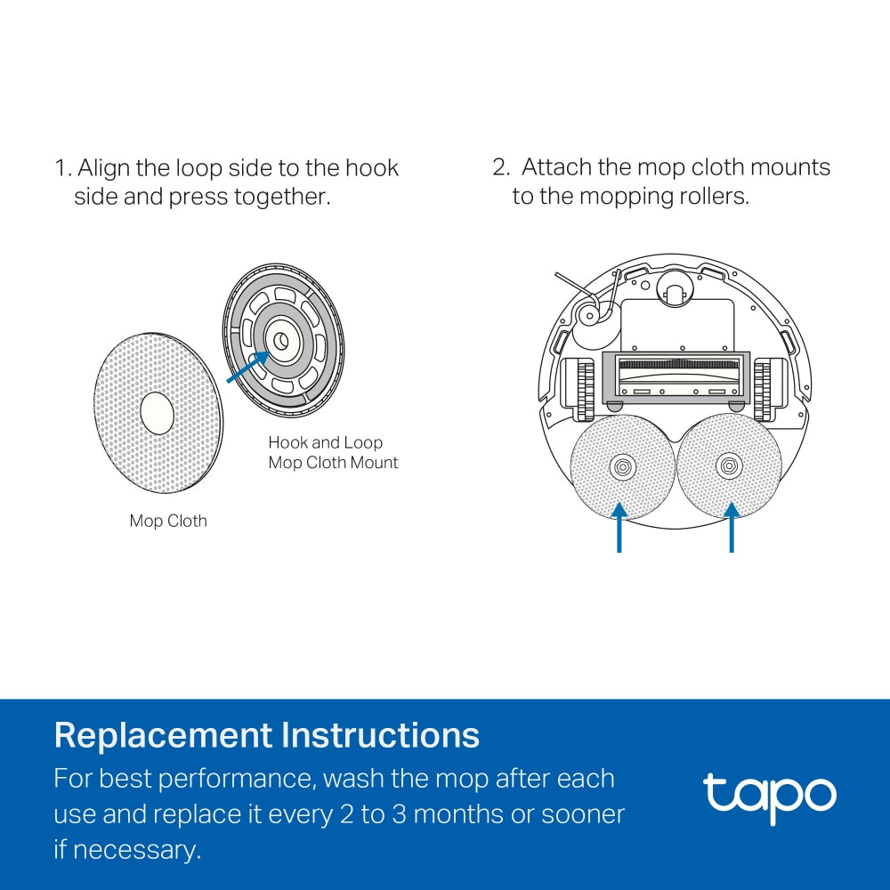 Tapo RVA310 | Tapo Robot Vacuum Washable Mop Cloth (6 Pcs)