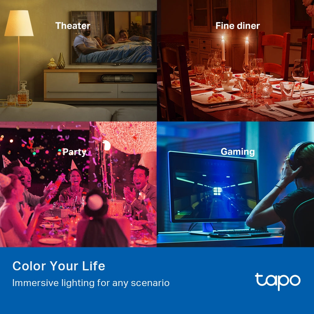 Tapo L530E(2-Pack) | Smart Wi-Fi Light Bulb, E27 Base, Multicolour, App & Voice Control